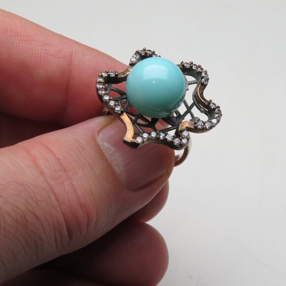 Silver Diamond Turquoise Ring